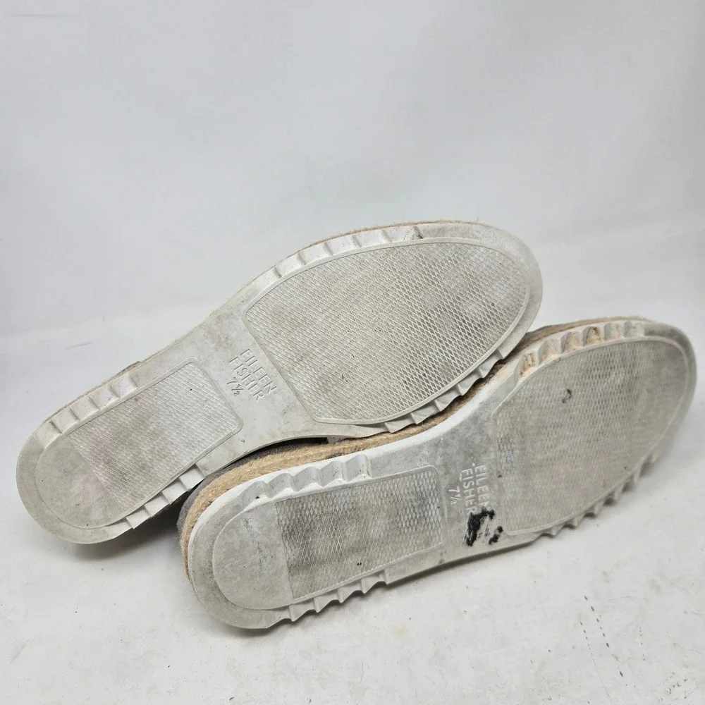 Eileen Fisher Metallic Suede‎ Espadrille Sandals Gold Taupe Ankle Strap Size 7.5